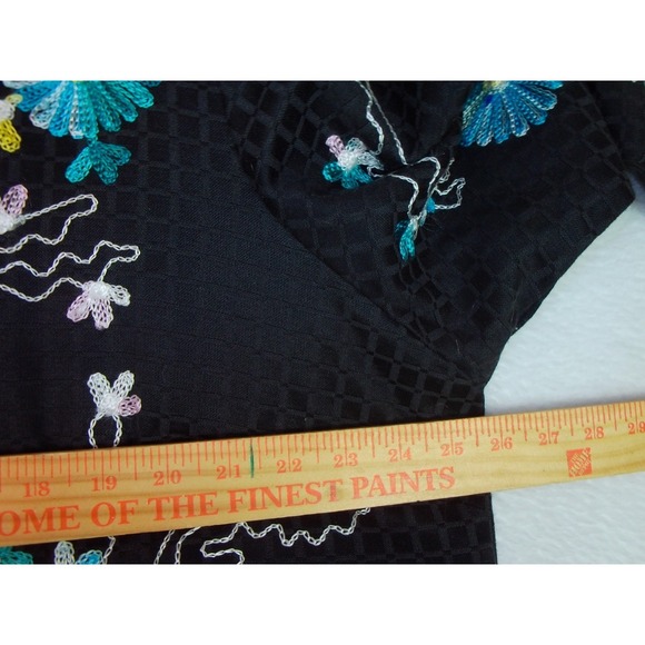 Vintage 90s Draper's and Damon's Black‎ Floral Embroidered Jacket 1X  Boho - Picture 4 of 12